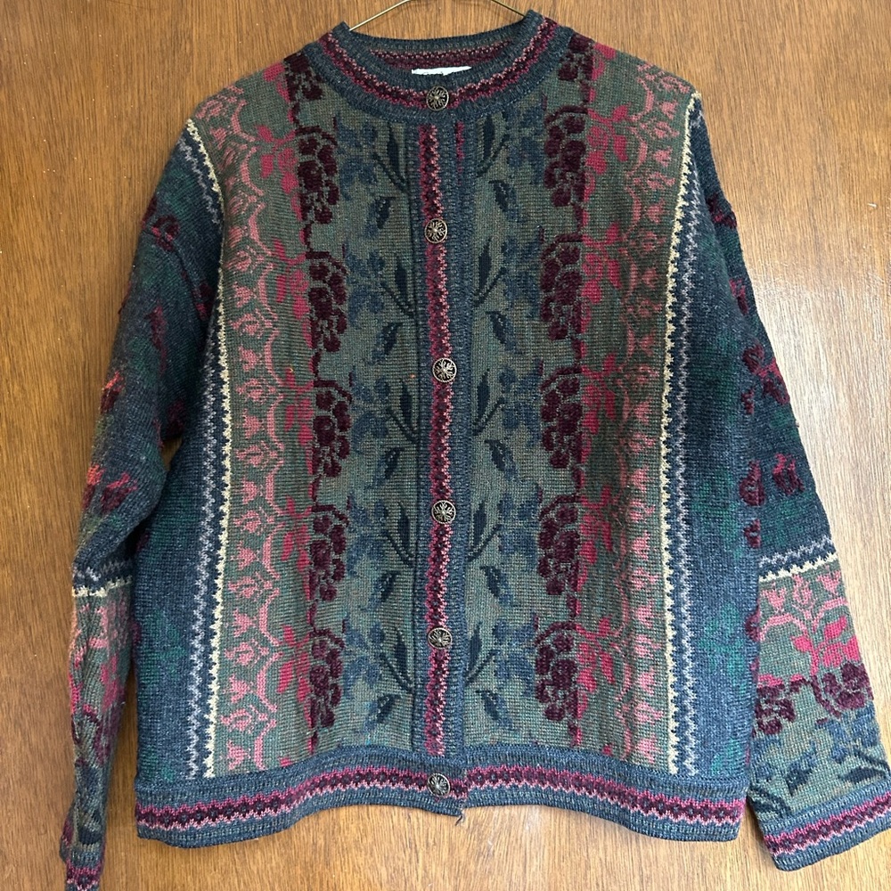 Floral Knit Cardigan Sweater